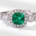 Fat square cultivated emerald ring S925 silver inlaid diamond colored gemstone open finger ring retro light luxury_ipsvogv.com