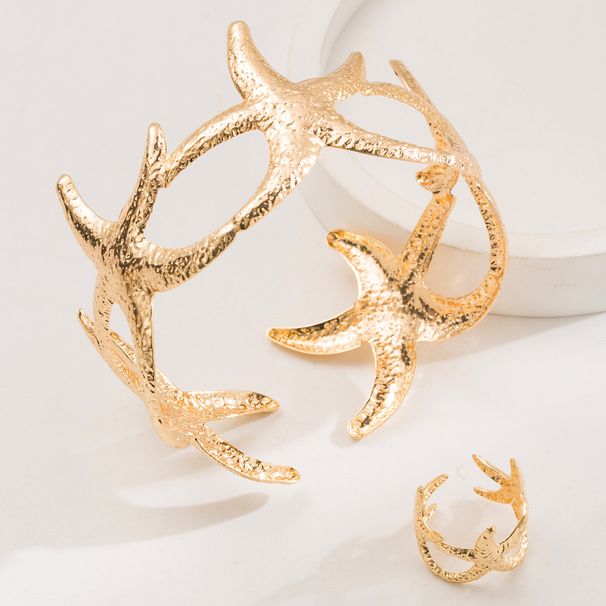 New Minimalist Metallic Ring Set With Personalized And Cool Opening Style Starfish Bracelet_ipsvogv.com