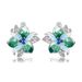 Cao Shi's New Green Enamel Flower Earrings With Dropped Zircon Ear Buckle_ipsvogv.com