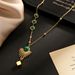 Malachite Inlaid Fan Necklace - High-End Stainless Steel Cube Pendant Jewelry For Women_ipsvogv.com