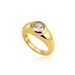 Unisex French Retro Simple Light Luxury Large Round Zircon Ring High Grade Real Gold Plated All Match Ring_ipsvogv.com