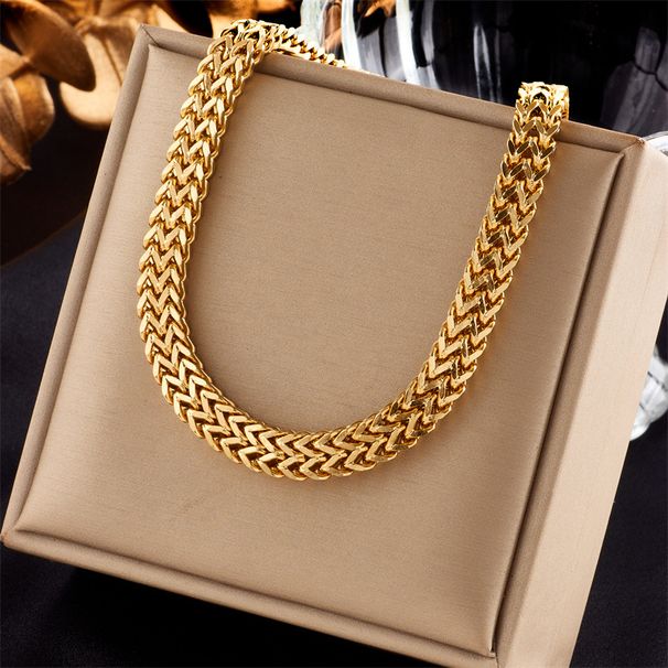 European and American heavy industry hip-hop metal punk thick chain mesh titanium steel clavicle chain fashion street style versatile necklace_ipsvogv.com