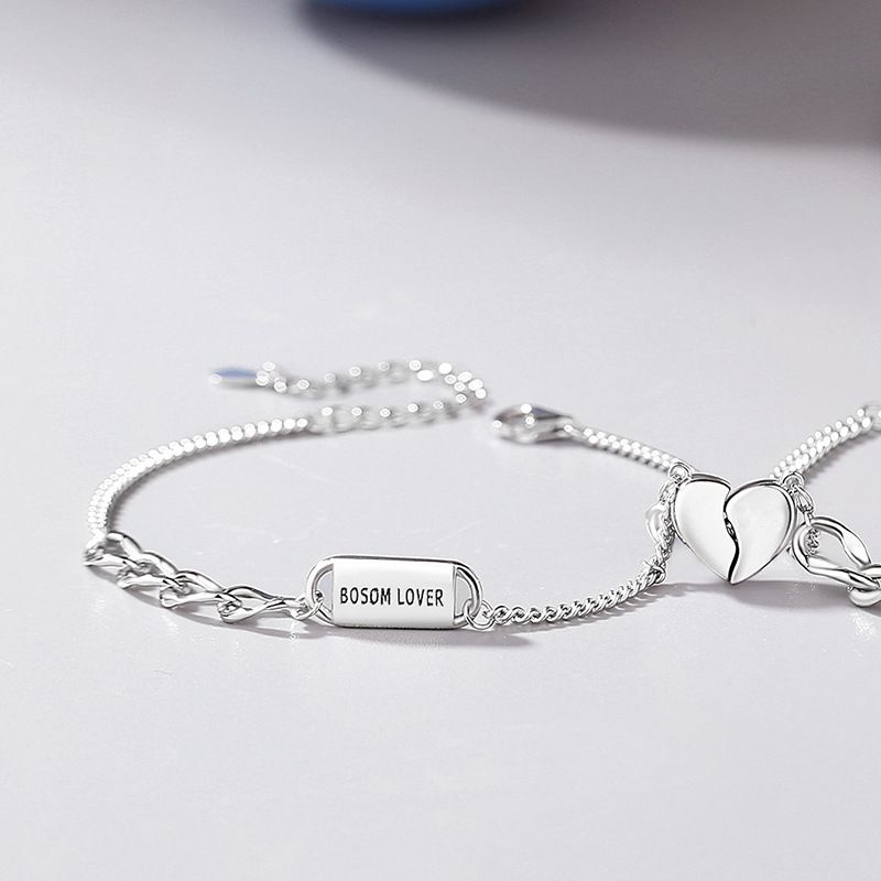 Magnetic Love Couple Bracelet Made Of Pure Sier With A Niche Design, Korean Version, Minimalist Ins, Valentine's Day_ipsvogv.com