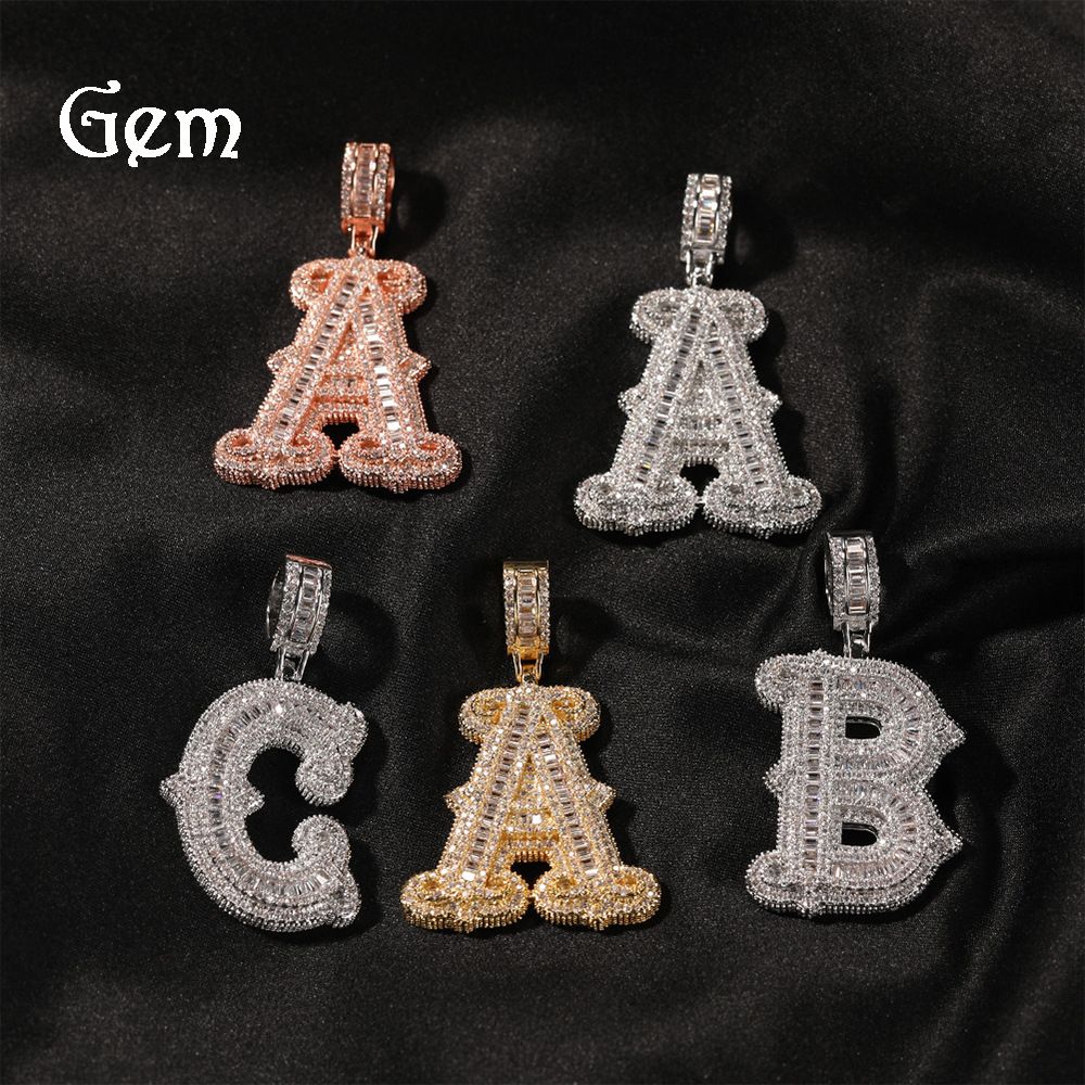Men's Jewelry Hip Hop Ancient Cute Letter Necklace Fashionable Full Diamond And Thorn Rock Candy Letter Gold Silver Rose Gold Jewelry Necklace_ipsvogv.com