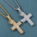 Full Diamond Hip-Hop Style Micro-Inlaid Zircon Crown Cross Pendant Trendy American Necklace Clavicle Chain_ipsvogv.com