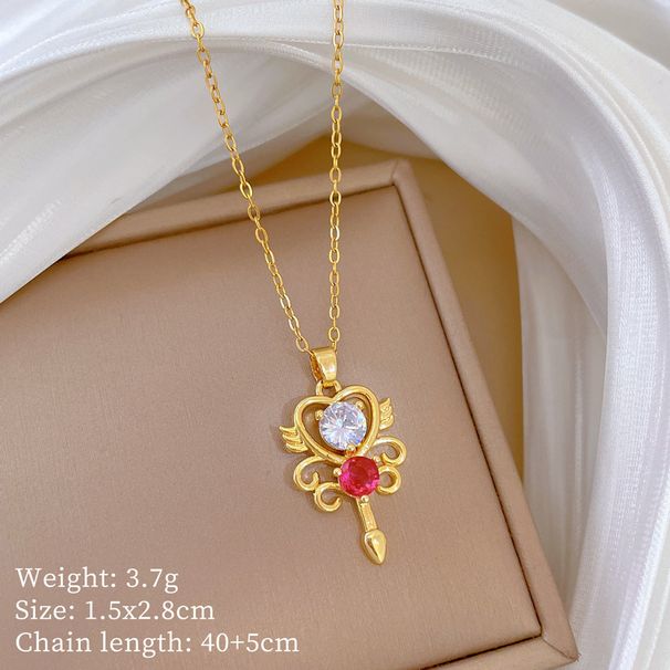 Titanium Steel 【 】 Pretty Girl Magic Wand Diamonds, Light Luxury Temperament, Gorgeous Full Of Diamonds Necklace, 【 】 , Temperament, Necklace,_ipsvogv.com
