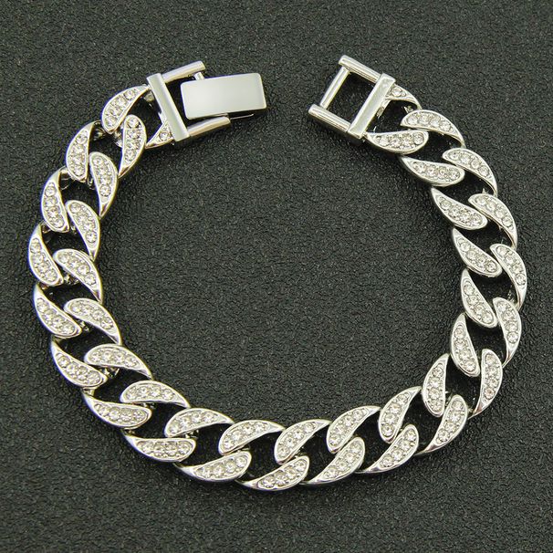 Hip hop cool full diamond leaf Cuban necklace for men and women trendsetters wearing punk motorcycle accessories chain_ipsvogv.com