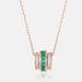 Grow Emerald Three Rotatable Ring Pendant S925 Silver Necklace_ipsvogv.com