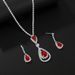 Marquise Blue Red Water Drop Pendant Necklace Earrings Bracelet Shiny Wedding Rhinestone Evening Set Chain_ipsvogv.com