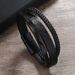 New Style Jewelry Printed Cross Men's Leather Woven Magnetic Buckle Bracelet Versatile Simple Wristband_ipsvogv.com