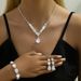 Korean Style Zircon Rhinestone Necklace Earrings Bracelet Bridal Wedding Dress Accessories Three-Piece Set_ipsvogv.com