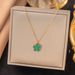 2024 Hot Selling Stainless Steel Gold Double-sided OL Mother Of Pearl Five Leaf Flower Necklace, Fashionable, Versatile_ipsvogv.com