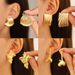 Titanium steel pleated geometric earrings for women irregular round square lovely earrings mid-ancient earrings fashion_ipsvogv.com