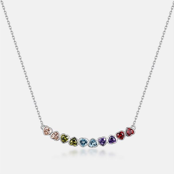 Smiling love color zirconium necklace female S925 silver inlaid rainbow zircon clavicle chain simple light luxury_ipsvogv.com