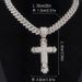 Large Cross With Inlaid Diamonds, Versatile Alloy Rhinestone Unisex Cuban Chain Necklace_ipsvogv.com