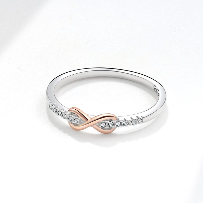 Women's Jewelry S925 Silver Ring Small Fresh Lucky 8 Shaped Ring Inlaid With Zircon Simple And Fashionable Single Row Tail Ring_ipsvogv.com