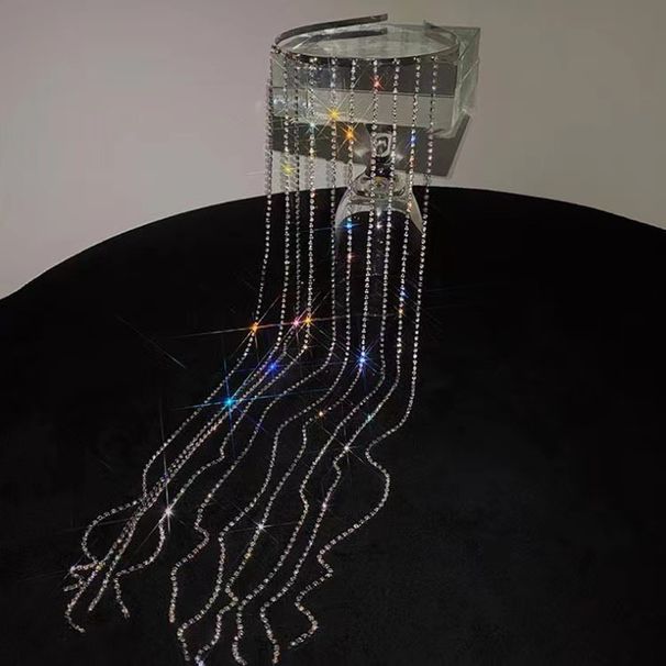 Headband long tassel rhinestone hair chain headband street shooting net celebrity trend personality hot style hair accessories_ipsvogv.com