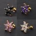 Stainless steel titanium steel metal thread set zircon six petals small ear nail ear bone nail jewelry piercing jewelry_ipsvogv.com