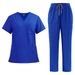 Women's new V-neck split medical overalls, pocket straight pants, men's and women's toiletries_ipsvogv.com