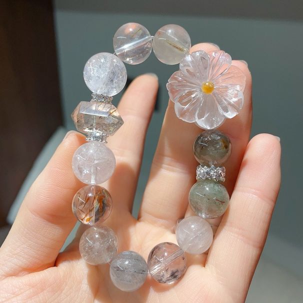Zhaocai Xuanxue Natural Bracelet Mo Powder Snowflake Ghost Square Candy Duobao White Crystal Green Forest_ipsvogv.com