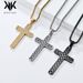 Simple style titanium steel cross necklace pendant men and women wear sweater chain accessories_ipsvogv.com