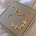 Fashion Zircon Flower Geometric Bracelet Korean Style Simple Tianium Steel Hand Jewelry_ipsvogv.com