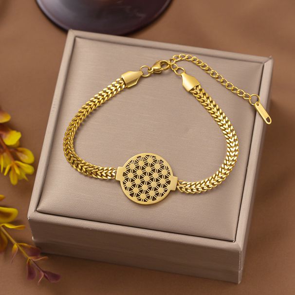 2023 New Stainless Steel Fish Scale Bracelet Women's Trendy Flower Life Tree Mang Star Pendant Handpiece_ipsvogv.com