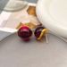 Silver Needle Simple and Fashionable Glass Bean Red New Year High End, Small Personality Earrings for Women_ipsvogv.com