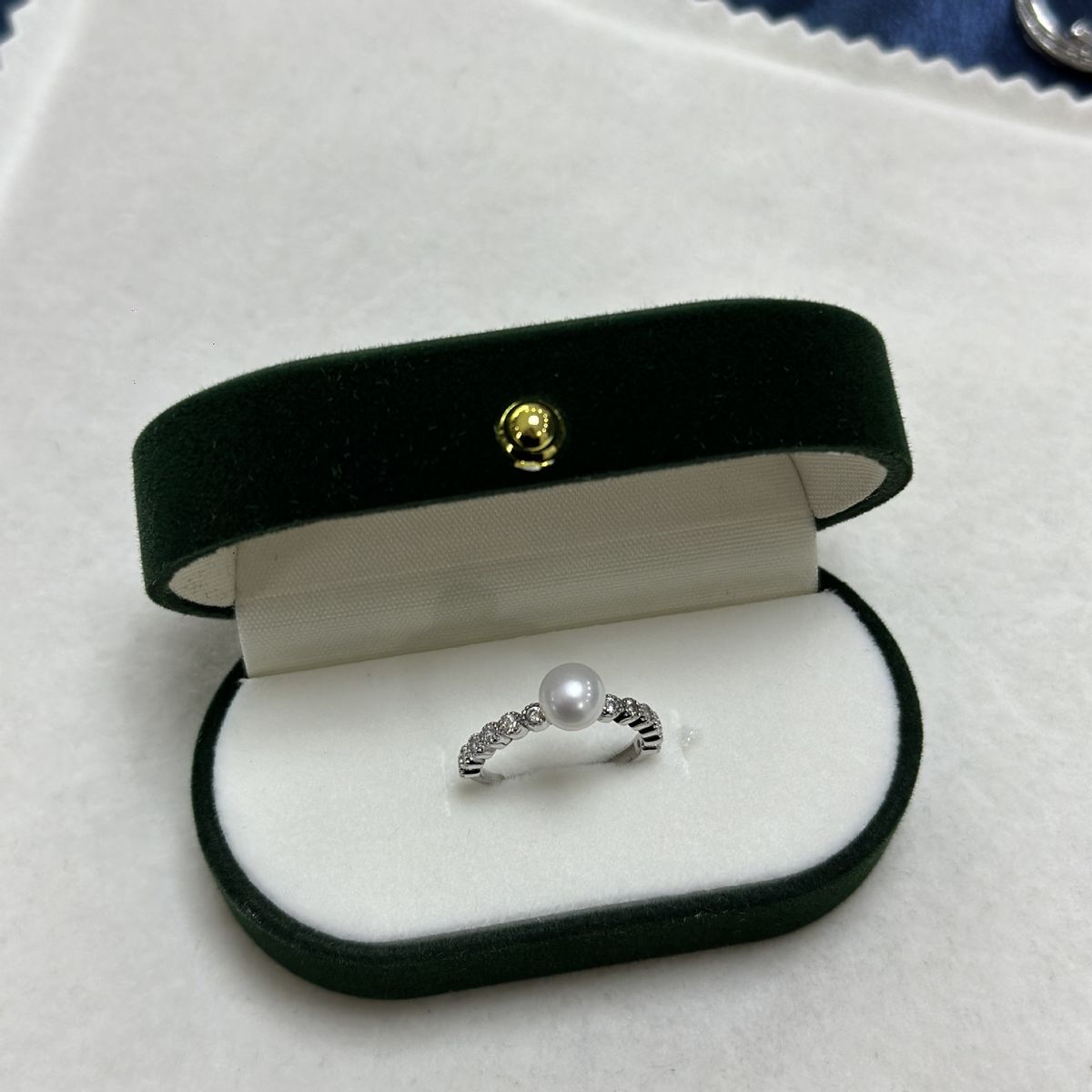S Pure Silver Real Pearl Ring, Freshwater Round Aurora Ring With Diamond Inlay, High-end Feeling, Niche And Simple_ipsvogv.com