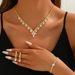 Bridal Jewelry Marquise Gold Necklace Earrings Bracelet Wedding Versatile Accessories Luxurious Women's Three-Piece Set_ipsvogv.com