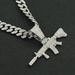 Hot selling new product, three-dimensional diamond gun pendant, Cuban necklace, men's cool and domineering wearing_ipsvogv.com