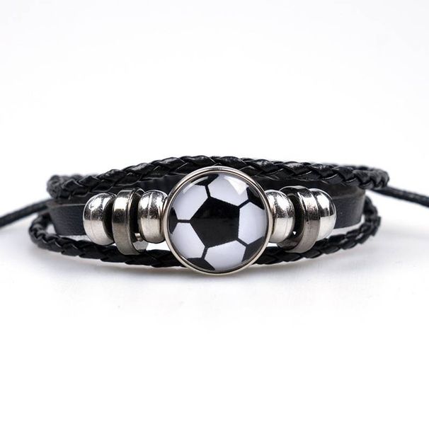 Soccer bracelet 1pc fans leather bracelet men's popular punk vintage beaded leather bracelet jewelry_ipsvogv.com