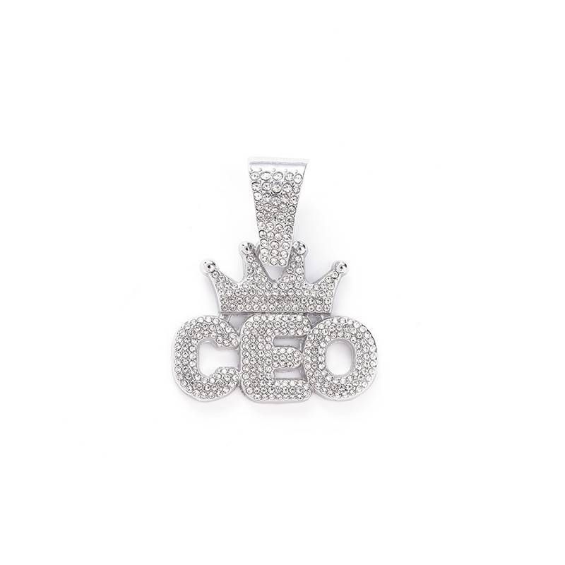 Personalized fashion niche design hip hop Cuban crown CEO pendant necklace unisex_ipsvogv.com