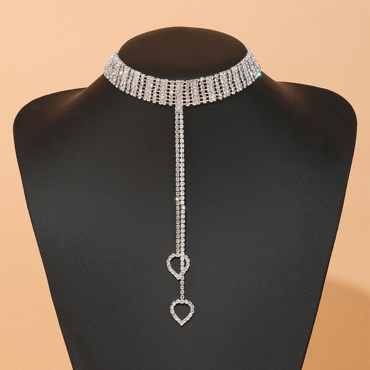The Bride's Semi-circular Fashionable New Heart-shaped Pendant Diamond Necklace With Water Diamonds_ipsvogv.com