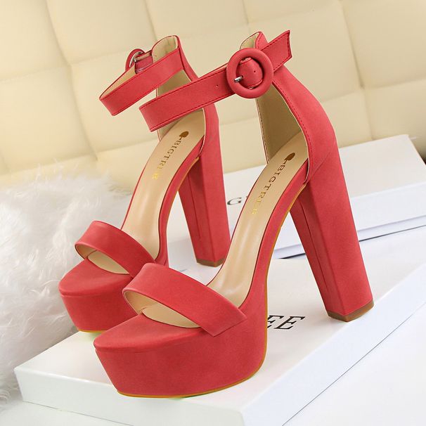 Women's Shoes thick heel super thin high heels sexy nightclub women's shoes waterproof platform open toe belt buckle sandals_ipsvogv.com