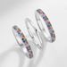 new Double Row Color Zircon Stacking Ring Female S925 Silver Inlaid Rainbow Zircon Ring Brooch Two Wear_ipsvogv.com