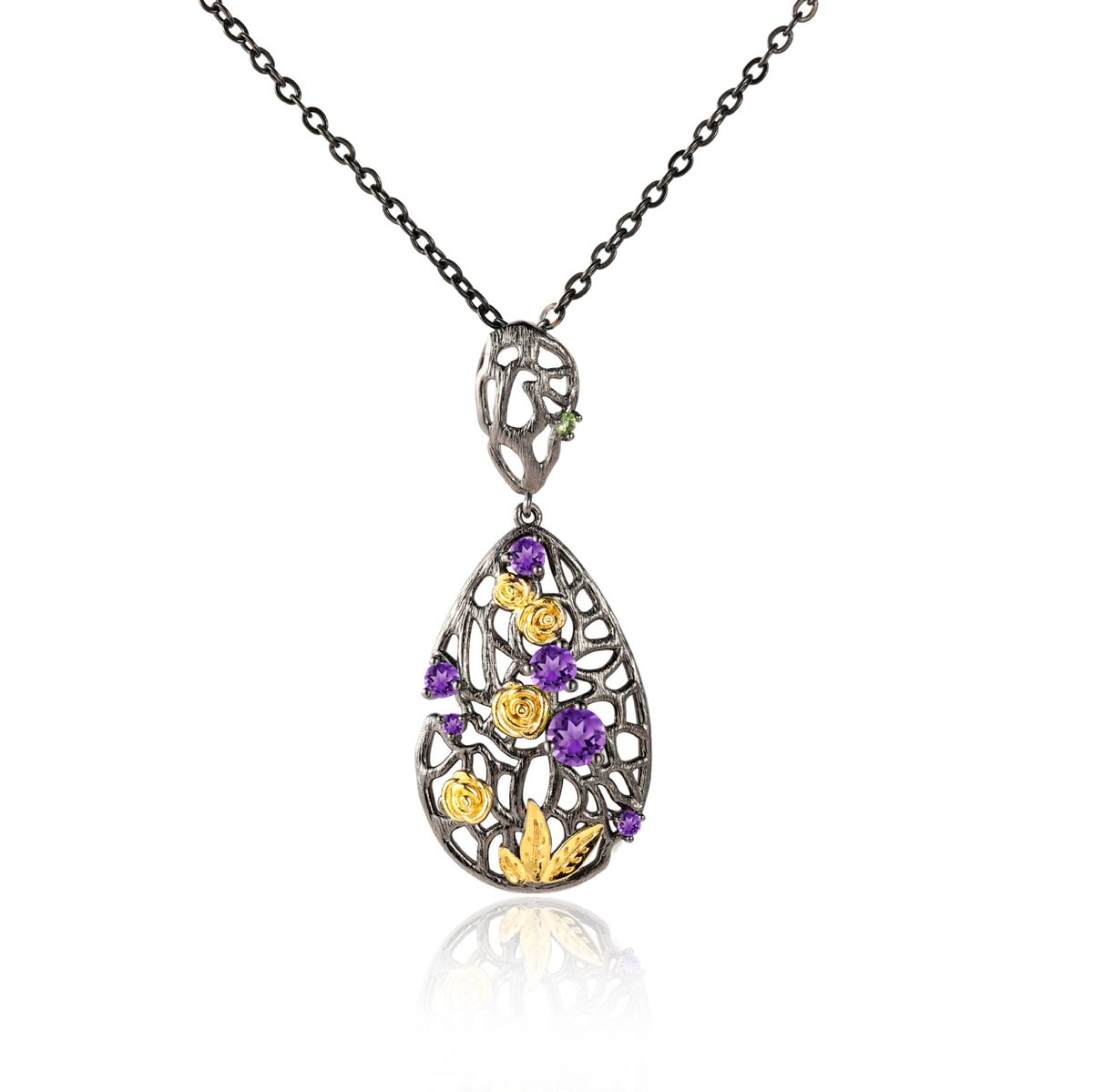 Rose Promise Pendant Sterling Silver Natural Gemstone Necklace Female Retro High End Jewelry New_ipsvogv.com