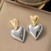 New Heart-shaped With Gold Silver Color Matching On Top And Bottom, Stainless Steel Earrings For Women's Accessories_ipsvogv.com