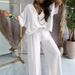 Women's Clothing V neck bat sleeve top casual pants set_ipsvogv.com