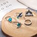 New Personalized Turquoise Shark Seagull Love Oil Drop 5-piece Set Ring_ipsvogv.com