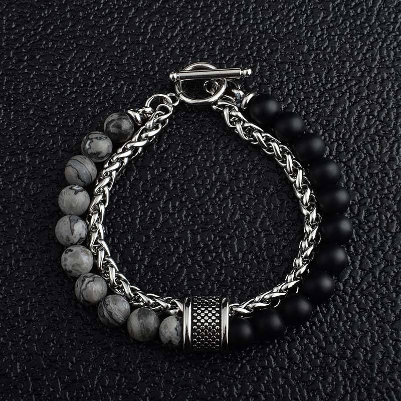 Titanium Steel Men's Tide Premium Feeling Frosted Bracelet 1pc Niche Tiger Eye Stone Men's Jewelry Bracelet_ipsvogv.com