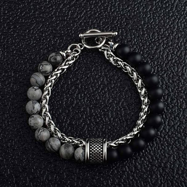 Titanium Steel Men's Tide Premium Feeling Frosted Bracelet 1pc Niche Tiger Eye Stone Men's Jewelry Bracelet_ipsvogv.com