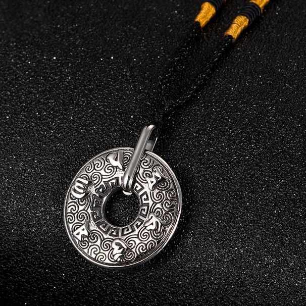 Titanium steel retro six word mantra pendant Chinese style ring pendant auspicious cloud pattern talisman_ipsvogv.com
