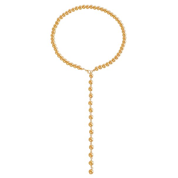 Jewelry Retro Round Beaded Chain Beaded Necklace Simple Beaded Tassel Long Niche Necklace for Women_ipsvogv.com