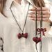 Autumn Winter Burgundy Ribbon Heart Bow Pendant Necklace Light Luxury Ancora Red Versatile Long Sweater Chain_ipsvogv.com