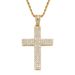 necklace men's three row zircon cross hip hop pendant men's trendy hiphop popular accessories_ipsvogv.com