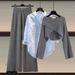 Women's Clothing Knitted sweater shirt wide leg pants three piece suit large size women's clothing women's fashion slim_ipsvogv.com