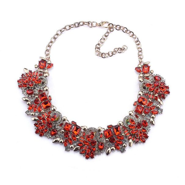 Short necklace Women's fashion accessories full of diamond exaggerated floral necklace clothing accessories_ipsvogv.com
