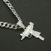 Exaggerated and cool personality, full diamond gun necklace, trendy man street Cuban chain, punk accessory pendant_ipsvogv.com