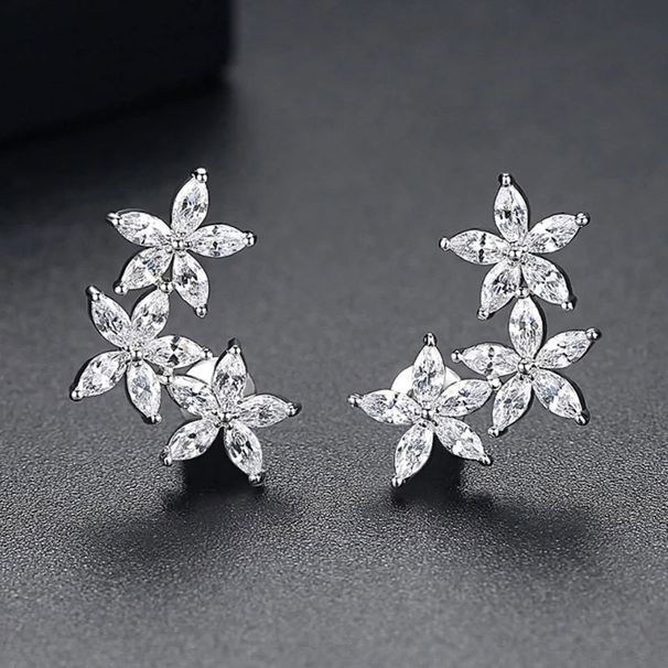 Cao Shi's Classic AAA Horse Eye Zircon Female Creative Five Petal Flower Student Earrings, Are Selling Well_ipsvogv.com
